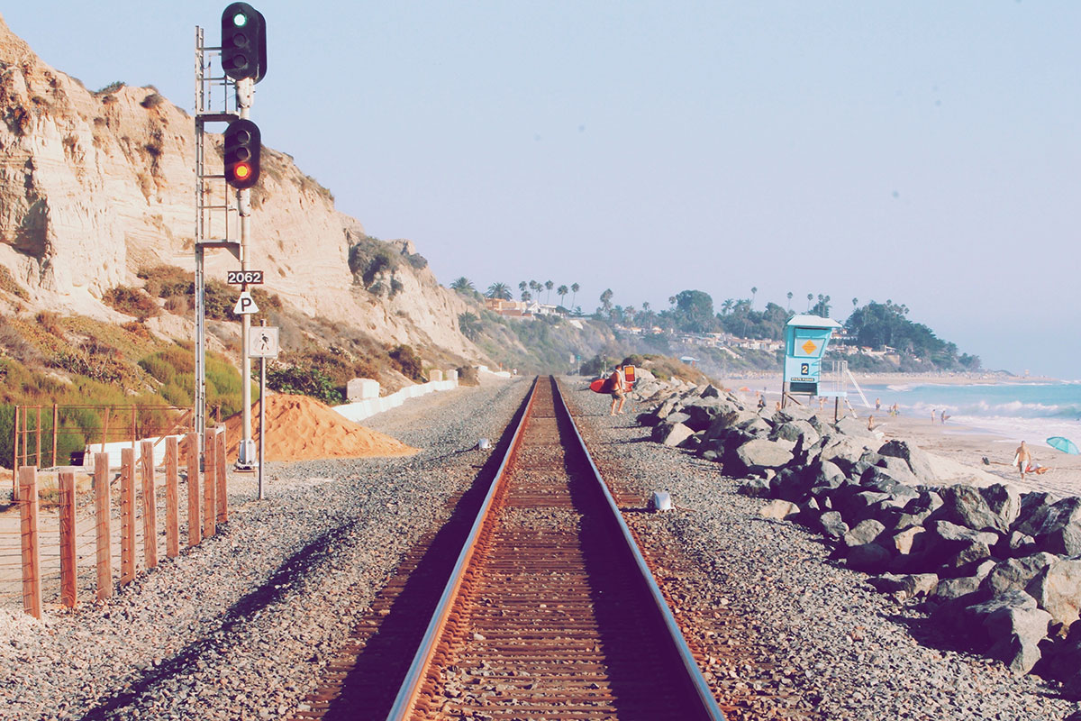 Great beach with train road