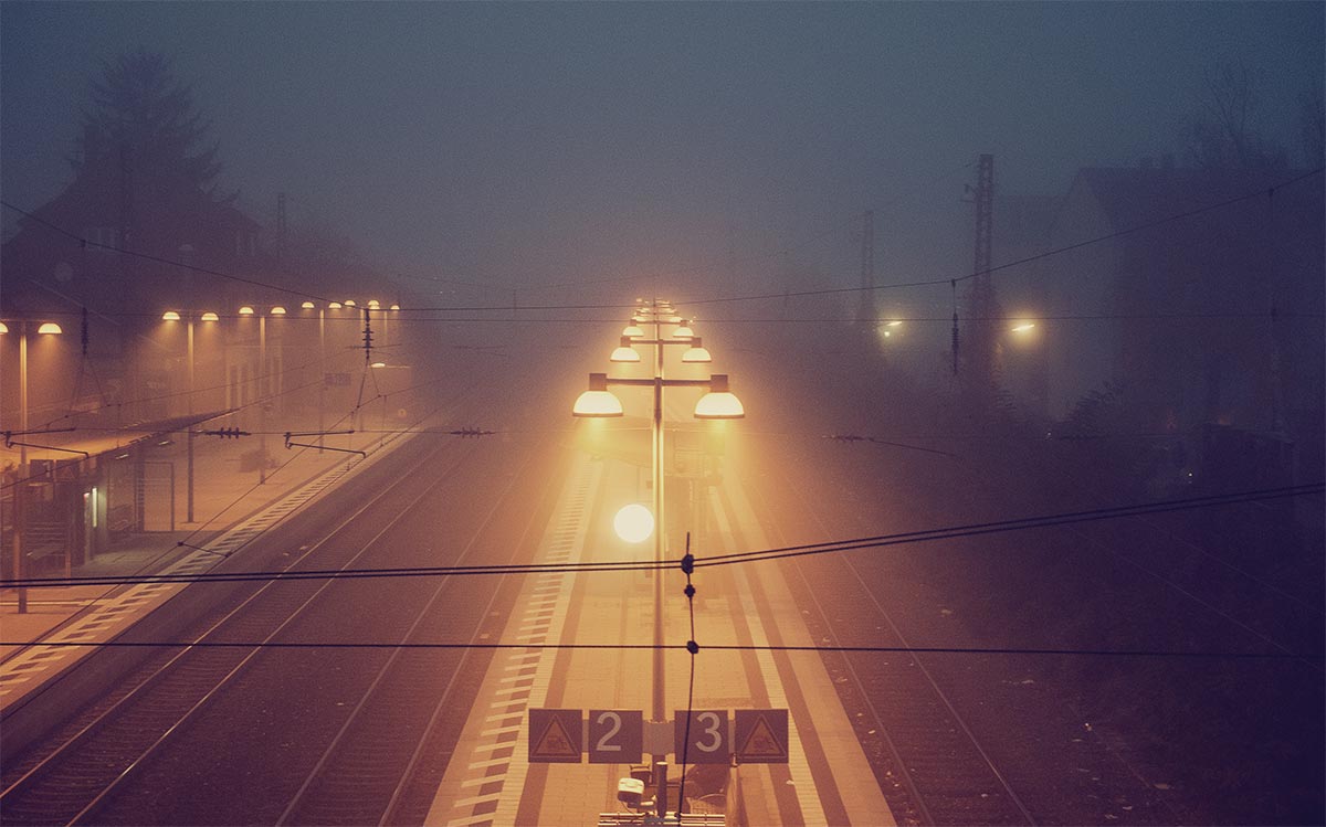 Local train station in night